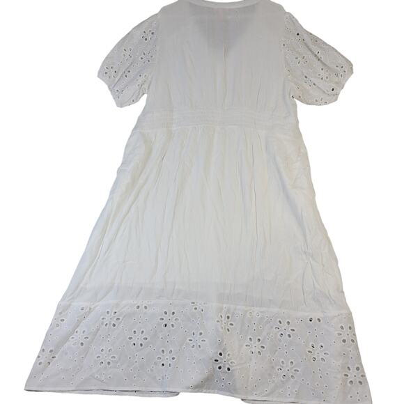 Knox Rose Maxi Dress Wedding Button Front Laced Open Work Embroidered 2X White - Picture 13 of 16